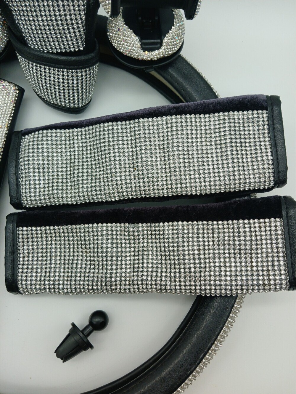 Crystal Rhinestone Car Accessory Set - Silver Bling - Picture 5 of 9